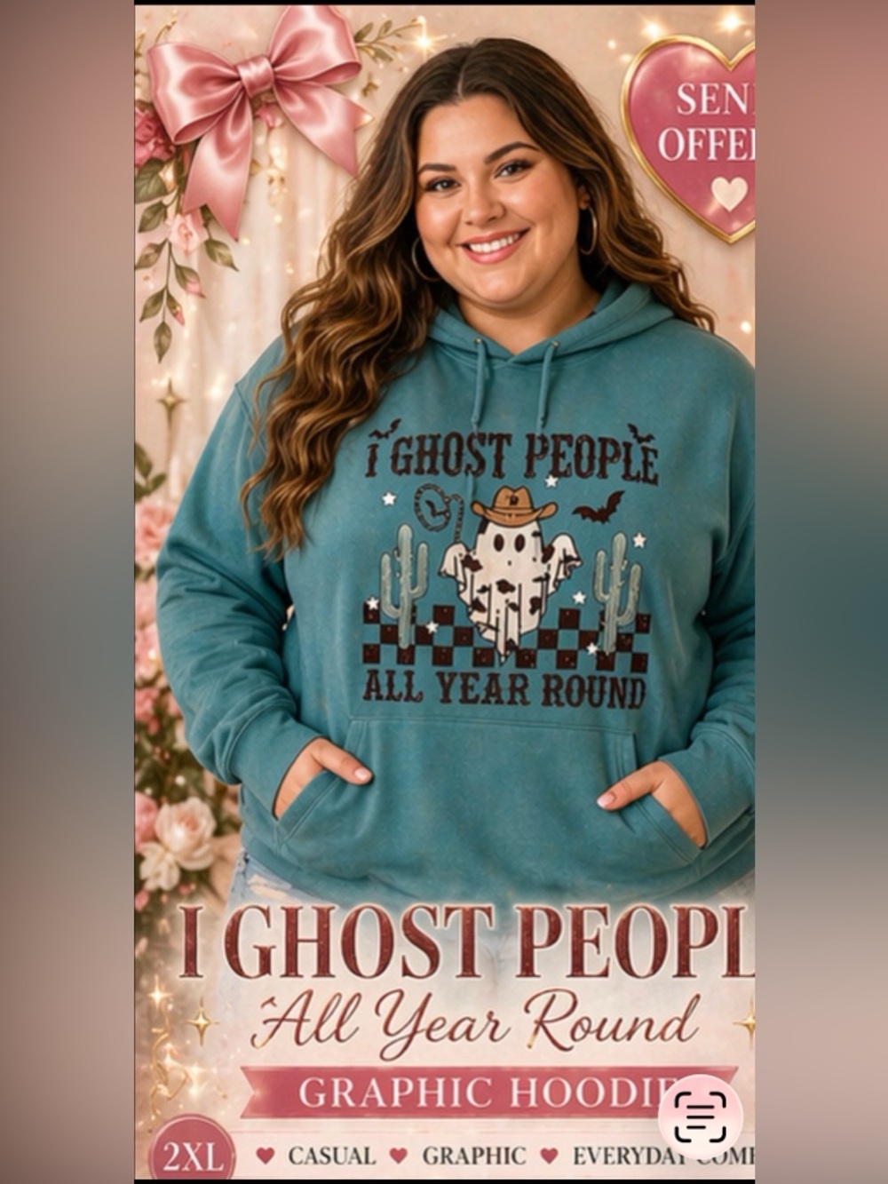 DSG Teal 2XL Sweatshirt “I Ghost People All Year Round”